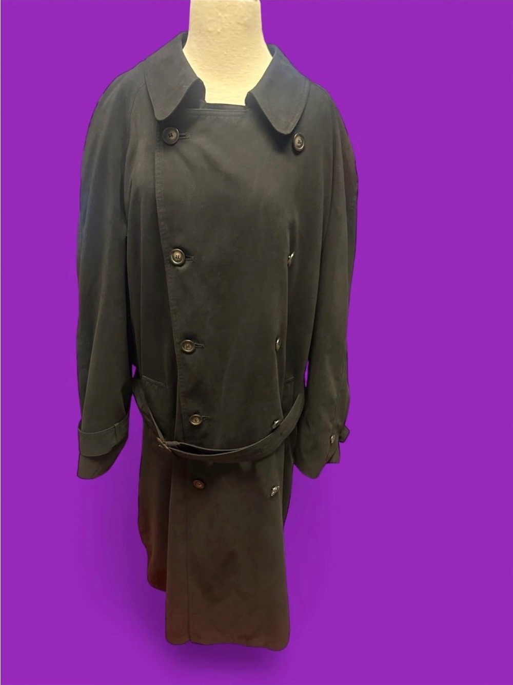 Vintage 90s RALPH LAUREN black belted trench coat size XL long
